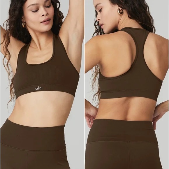 ALO Yoga Other - Alo Yoga Seamless Ribbed Esspresso Brown Seamless Ribbed Sports Bra size S NWOT